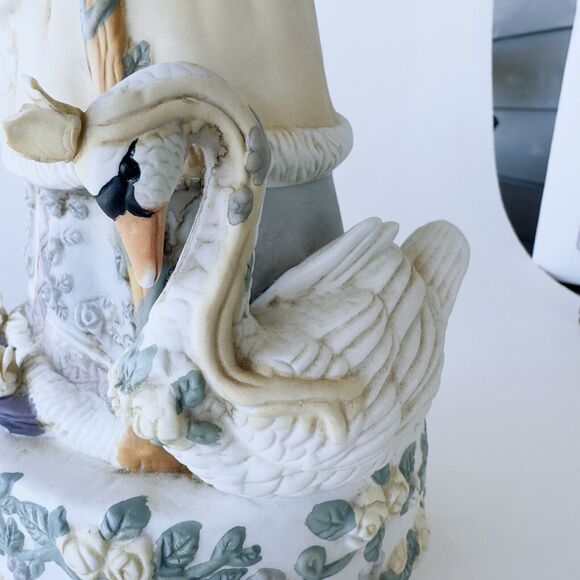 ABC Dist. Victorian Santa #16092 Christmas Swan Roses Music Box Figurine - Picture 3 of 12